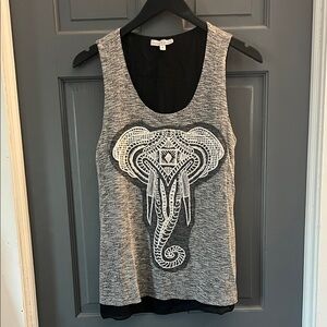 Moa Moa Elephant Design Gray Tank Top